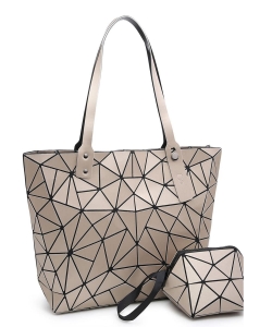 Fashion Geometric Checker 2-in-1 Shopper 6628H1F GOLD/